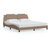Qnhdfrt 180x200 cm Cappuccino Faux Leather Wave Design Bed Frame