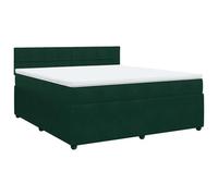 Qnhdfrt 180x200 cm Dark Green Velvet Bed with Pocket Spring Mattress