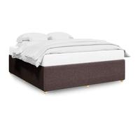 Qnhdfrt 180x200 cm Fabric Bed Frame with Slats, Dark Brown