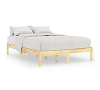 Qnhdfrt 180x200 cm Untreated Solid Pine Wood Bed Frame with Slats | Features a modern minimalist design for adult bedrooms, accommodating standard European king size mattresses.