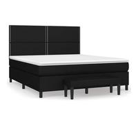 Qnhdfrt 180x200cm Black Fabric Box Spring Bed with Mattress and Bench
