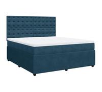Qnhdfrt 180x200cm Dark Blue Velvet Box Spring Bed with Mattress