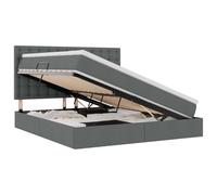 Qnhdfrt 180x200cm Storage Bed with Mattress, Dark Gray Polyester | Includes hydraulic side-lift underbed storage, slatted frame, and matching topper for two adults.
