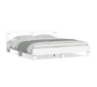 Qnhdfrt 180x200cm White Engineered Wood Bed Frame with Headboard and Slats
