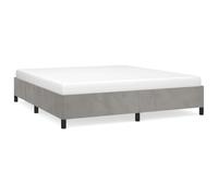 Qnhdfrt 193x203 cm Velvet Bed Frame with Slats, Light Gray