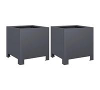 Qnhdfrt 2-Pack 12-inch Square Steel Garden Planters Anthracite