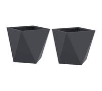 Qnhdfrt 2-Pack 12-inch Square Steel Outdoor Planters, Anthracite