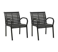 Qnhdfrt 2-Pack Black Steel and WPC Stackable Patio Chairs