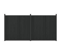 Qnhdfrt 2-Pack Black WPC & Aluminum Garden Fence Panels, 355x186.5 cm