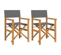 Qnhdfrt 2-Pack Folding Teak Wood Director Chairs with Grey Seats