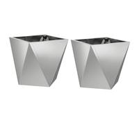 Qnhdfrt 2-Pack Galvanized Steel Square Planter Boxes, 12-inch, Silver