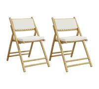 Qnhdfrt 2-Pack Solid Bamboo Folding Bistro Chairs with Cushions