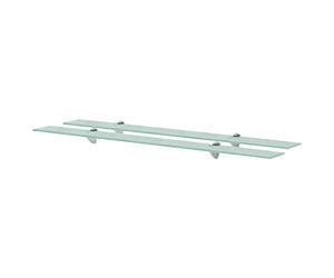 Qnhdfrt 2-Pack Tempered Glass Floating Wall Shelves, 100x20cm Clear