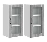 Qnhdfrt 2-Pack Wall Mounted Kitchen Storage Cabinets, Sonoma Gray