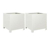 Qnhdfrt 2-Pack White Steel Square Garden Planter Boxes, 16-inch