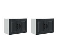 Qnhdfrt 2-Pack Wood Wall Mounted Kitchen Cabinets Matte Black