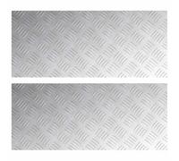 Qnhdfrt 2 Pcs Nez de Marche Rectangulaire en Aluminium Argenté 70x30 cm | Marche d'Escalier Moderne Antidérapante avec Motif en Damier pour Sécurité Intérieure et Extérieure