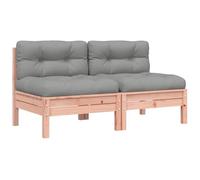 Qnhdfrt 2-Piece Armless Douglas Fir Wood Modular Sofa with Grey Cushions