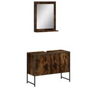 Qnhdfrt 2-Piece Bathroom Vanity Cabinet & Mirror Set, Smoked Oak