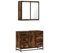 Qnhdfrt 2-Piece Bathroom Vanity Set with Mirror Cabinet, Smoked Oak