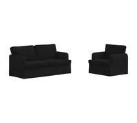 Qnhdfrt 2-Piece Black Fabric Modular Sofa Set with Metal Frame