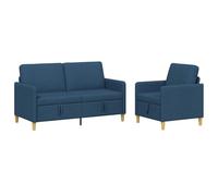 Qnhdfrt 2-Piece Blue Polyester Living Room Set with Storage & Metal Frame