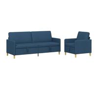 Qnhdfrt 2-Piece Blue Polyester Living Room Sofa Set with Storage