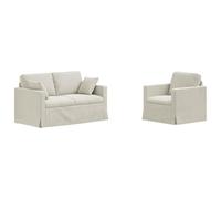 Qnhdfrt 2-Piece Cream Velvet Modular Sofa with Black Metal Frame