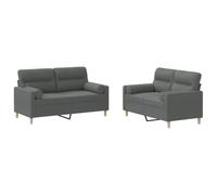 Qnhdfrt 2-Piece Dark Gray Fabric Sofa Set
