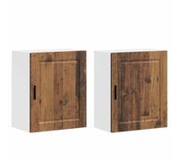 Qnhdfrt 2-Piece Engineered Wood Kitchen Wall Cabinets, Rustic Brown