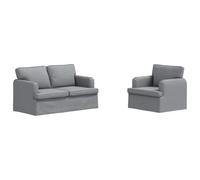 Qnhdfrt 2-Piece Fabric Modular Sofa and Armchair Set, Light Gray