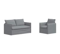 Qnhdfrt 2-Piece Fabric Sofa Set, Light Gray Loveseat & Armchair
