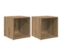 Qnhdfrt 2-Piece Floating TV Stand, Engineered Wood Wall Cabinet, Oak