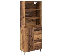 Qnhdfrt 2-Piece Glass Door Buffet Cabinet, Ancient Wood