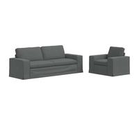 Qnhdfrt 2-Piece Modular Fabric Sofa Set with Metal Frame, Dark Gray