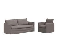 Qnhdfrt 2-Piece Modular Fabric Sofa Set with Wood Armrests, Taupe