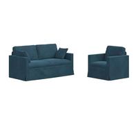 Qnhdfrt 2-Piece Modular Velvet Corner Sofa with Metal Frame, Blue