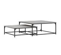 Qnhdfrt 2-Piece Nesting Coffee Tables, Engineered Wood & Iron, Sonoma Grey