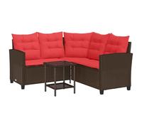 Qnhdfrt 2-Piece PE Rattan Corner Patio Sofa Set, Brown and Red
