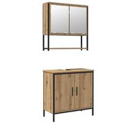Qnhdfrt 2-Piece Wall-Mounted Bathroom Vanity and Mirror Cabinet, Brown