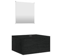 Qnhdfrt 2-Piece Wall-Mounted Bathroom Vanity Set with Mirror, Black