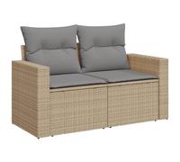 Qnhdfrt 2-Seater Beige Wicker Patio Sofa with Storage Box