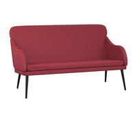 Qnhdfrt 2-Seater Faux Leather Bench with Metal Frame, Burgundy