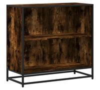 Qnhdfrt 2-Tier Industrial Bookshelf, Metal Frame, Smoked Oak