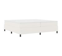 Qnhdfrt 200x200 cm Corduroy Box Spring Bed with Mattress & Topper, Cream
