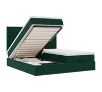 Qnhdfrt 200x200 cm Dark Green Velvet Ottoman Bed Frame with Mattress