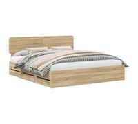 Qnhdfrt 200x200 cm Engineered Wood Bed Frame with Storage, Sonoma Oak