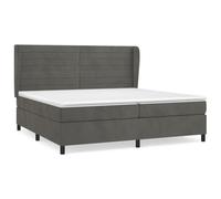 Qnhdfrt 200x200cm Dark Grey Velvet Box Spring Bed with Mattress