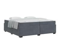 Qnhdfrt 200x200cm Velvet Bed Frame with Pocket Spring Mattress, Dark Gray