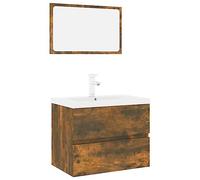 Qnhdfrt 24-inch Floating Bathroom Vanity Set with Ceramic Sink, Smoked Oak